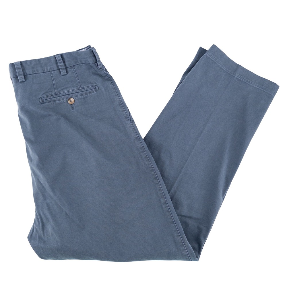 Peter Millar Mens 38x30 Soft Touch Flat Front Trousers Pants Blue Pima Cotton